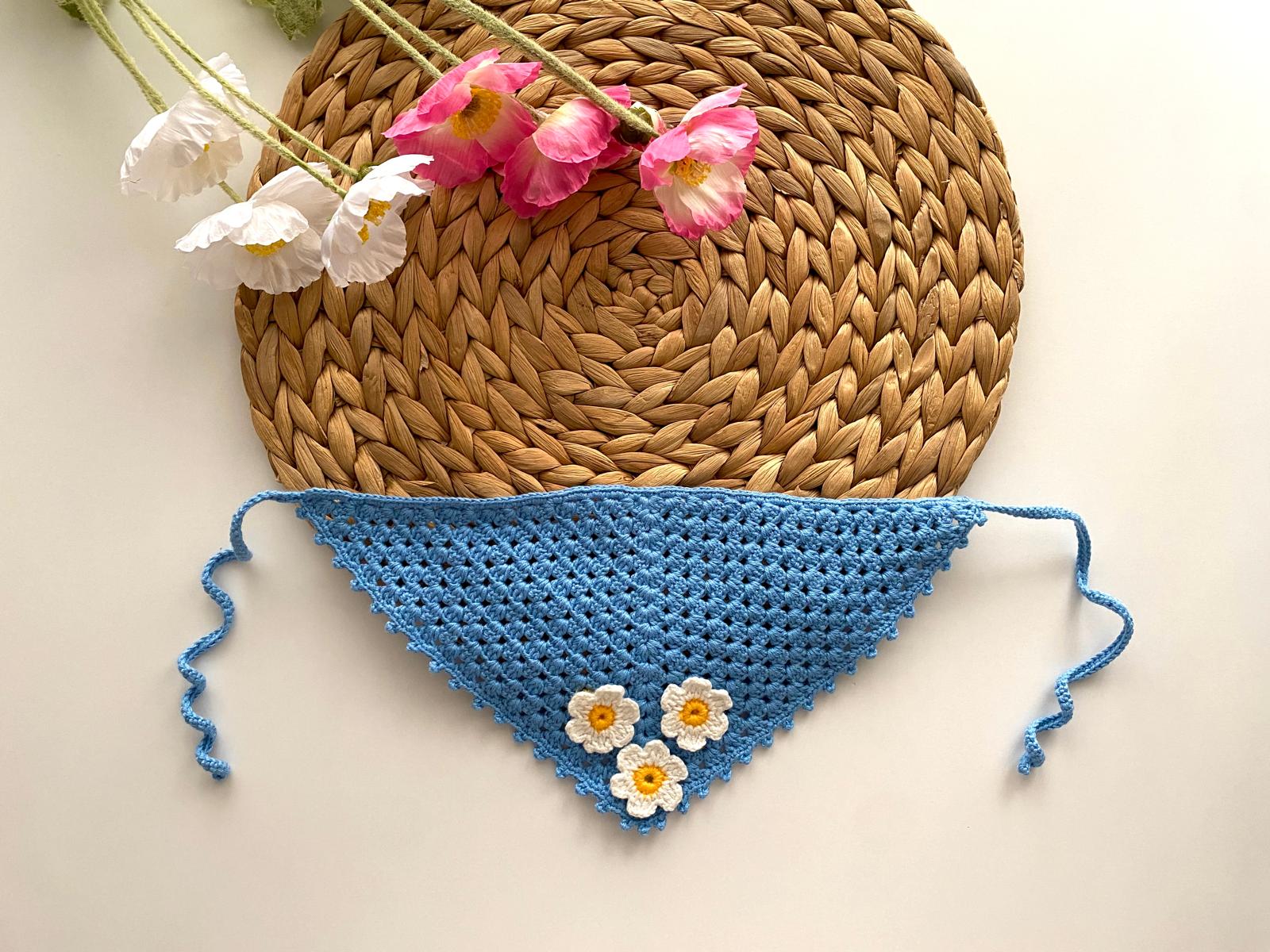 Çiçekli Mavi Bandana