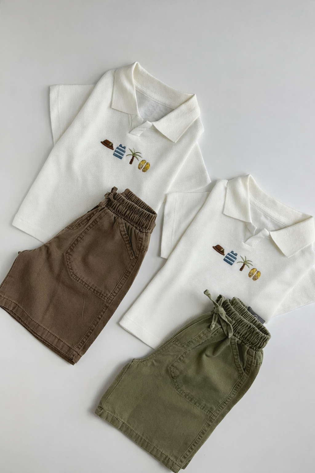 Gabardin Şortlu Tropical Takım 3-7 Yaş Kahve