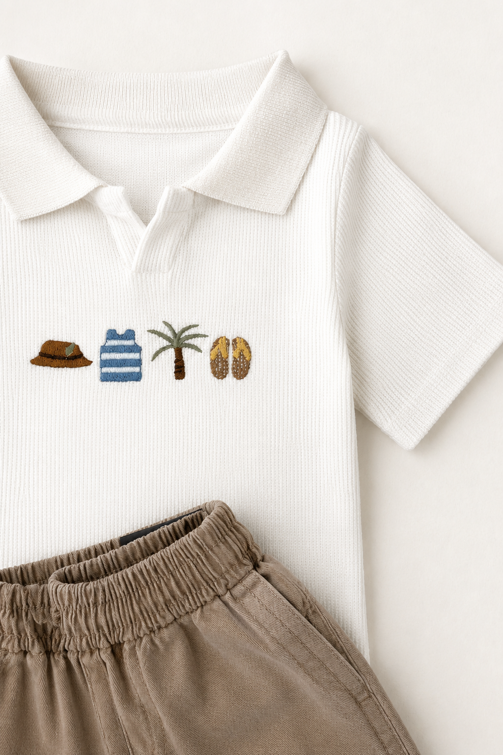 Gabardin Şortlu Tropical Takım 3-7 Yaş Kahve