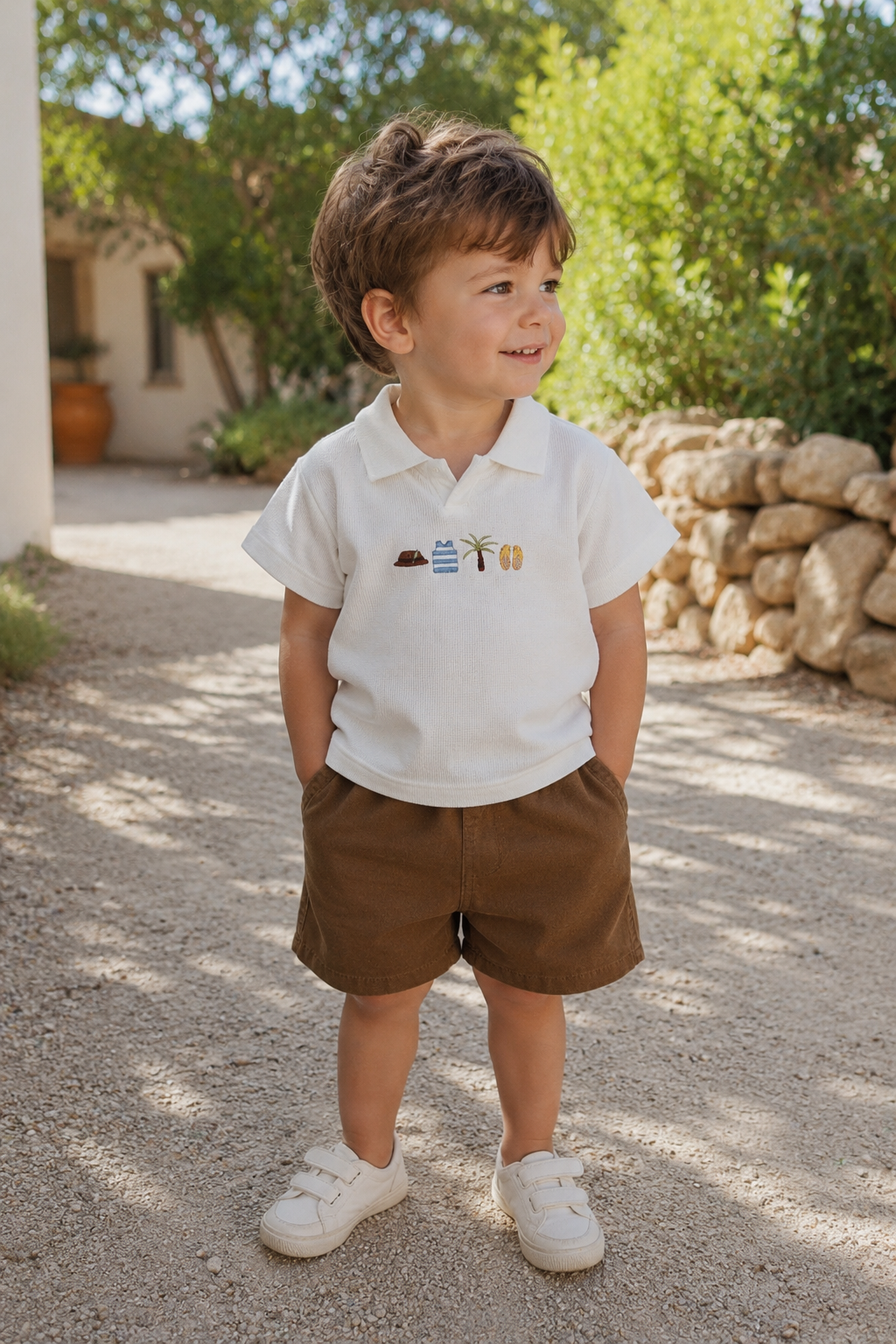 Gabardin Şortlu Tropical Takım 3-7 Yaş Kahve