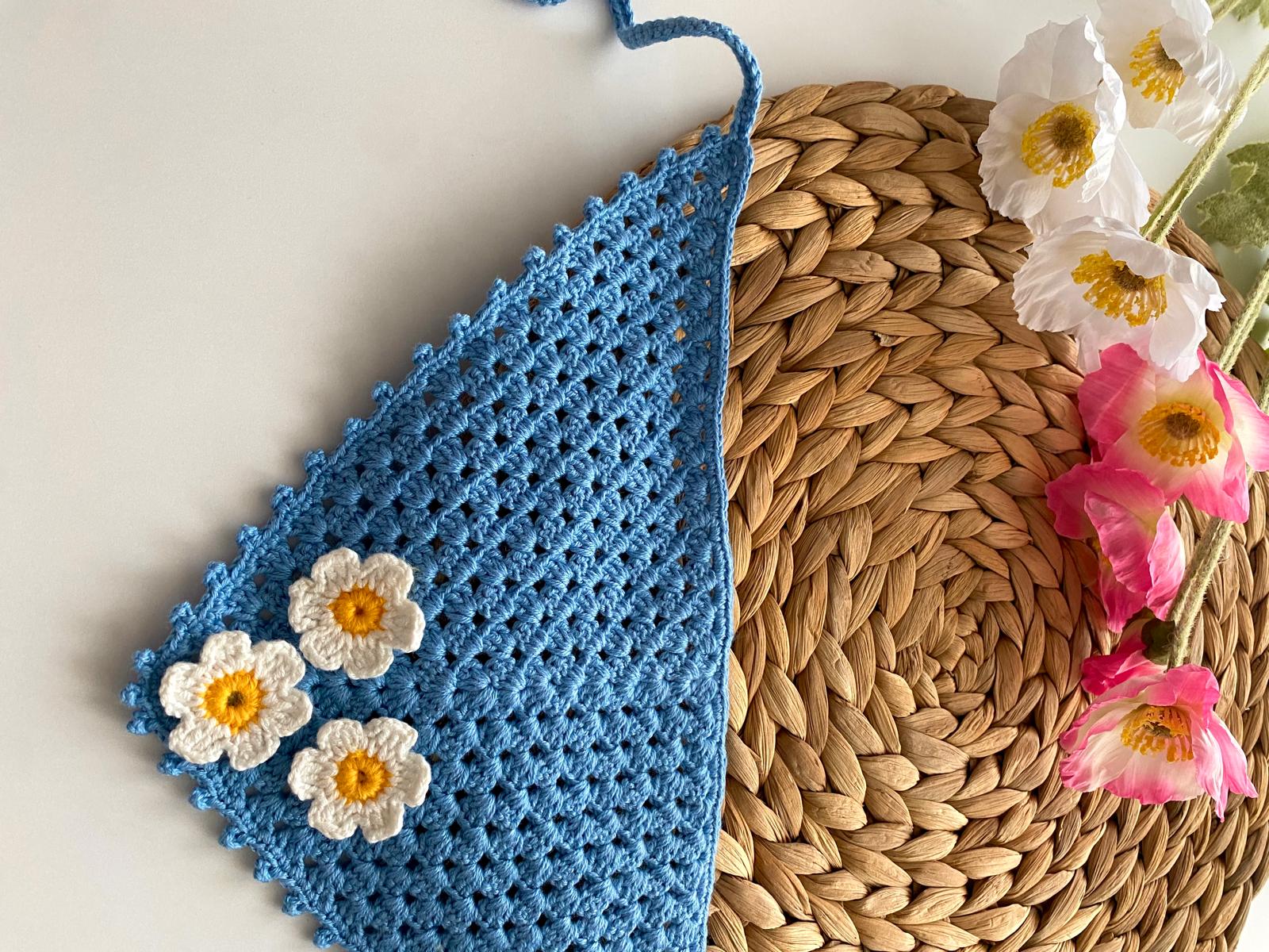 Çiçekli Mavi Bandana